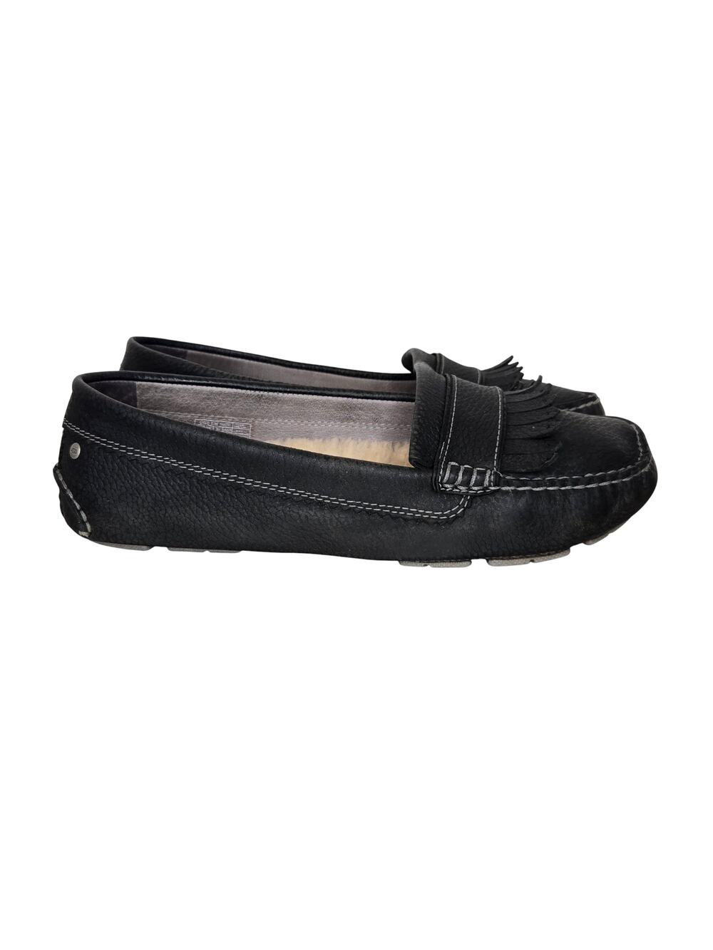 UGG Women's Lonna Genuine Sheepskin Mocassins Black Leather Size 9